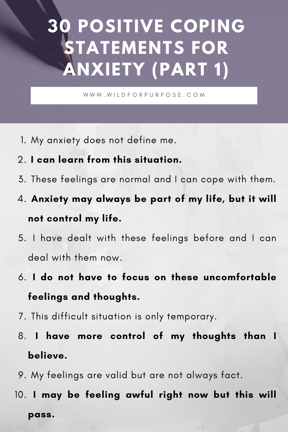 30 Positive Coping Statements For Anxiety, Image Part 1